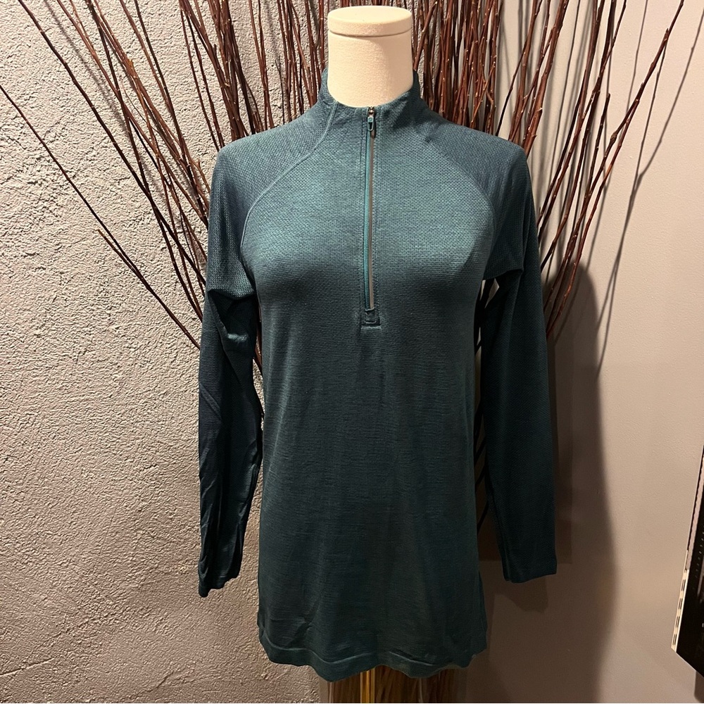 🌺LULULEMON GREEN QUARTER ZIP LONG SLEEVE ATHLETIC TOP SIZE XS🌺